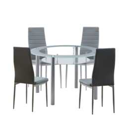 Modern 5 Piece Round Glass Dining Set 120cm Table