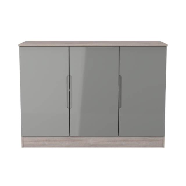 Lucca 3 Door Sideboard in Grey Gloss & Grey Oak (Ready Assembled) Grey Grey Gloss & Grey Oak