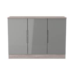 Lucca 3 Door Sideboard in Grey Gloss & Grey Oak (Ready Assembled) Grey Grey Gloss & Grey Oak
