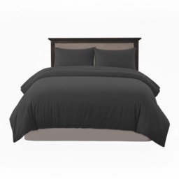 Embossed Stripe Duvet Cover Soft Microfibre Bedding with Pillowcases Grey King
