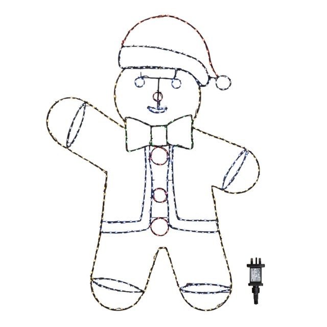 1.2m x 90cm Light up FlexiBright Gingerbread Man Decoration with 456 Twinkling Multi-Coloured LEDs