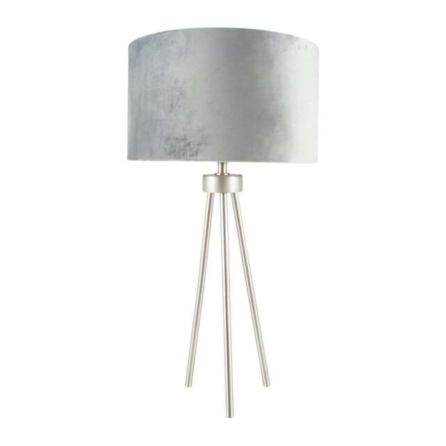 Brushed Silver Metal Tripod Table Lamp