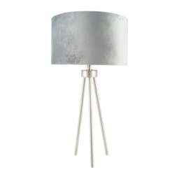 Brushed Silver Metal Tripod Table Lamp