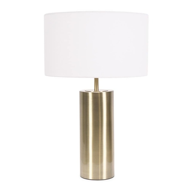 ValueLights Lexy Antique Brass Dimmable Table Lamp White Shade Gold