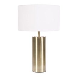 ValueLights Lexy Antique Brass Dimmable Table Lamp White Shade Gold