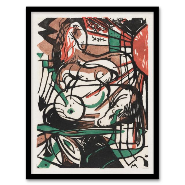 Franz Marc Framed Wall Art The Birth of Horses Abstract Painting Home Décor
