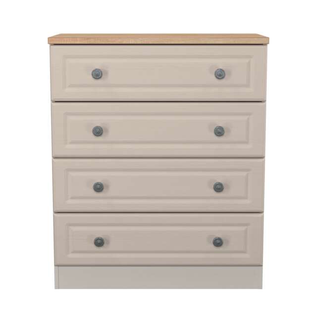Surrey 4 Drawer Chest of Drawers in Kashmir Ash & Bardolino Oak (Ready Assembled) Cream Kashmir Ash & Bardolino Oak