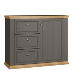 Pontypool 3 Drawer & 1 Door Sideboard in Grey and Mauvella Oak