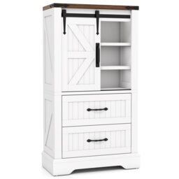 COSTWAY Bathroom Floor Cabinet Freestanding Storage Cabinet-White