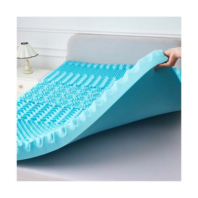 Ezysleep 10cm Cooling 7 Zone Open-Cell Memory Foam Mattress Topper Bedroom Blue