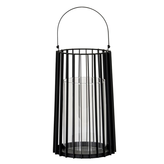 Hill Interiors Lynk Glass Lantern Candle Holder Black Black 24cm x 12cm x 12cm 1
