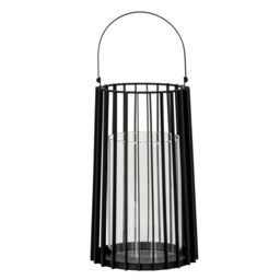 Hill Interiors Lynk Glass Lantern Candle Holder Black Black 24cm x 12cm x 12cm 1