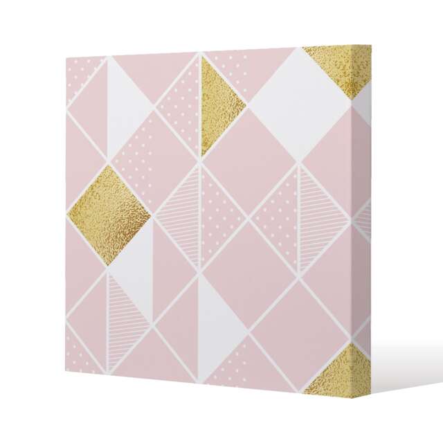 Pink & Gold Geometric (Canvas Print) / 46 x 46 x 4cm Multi