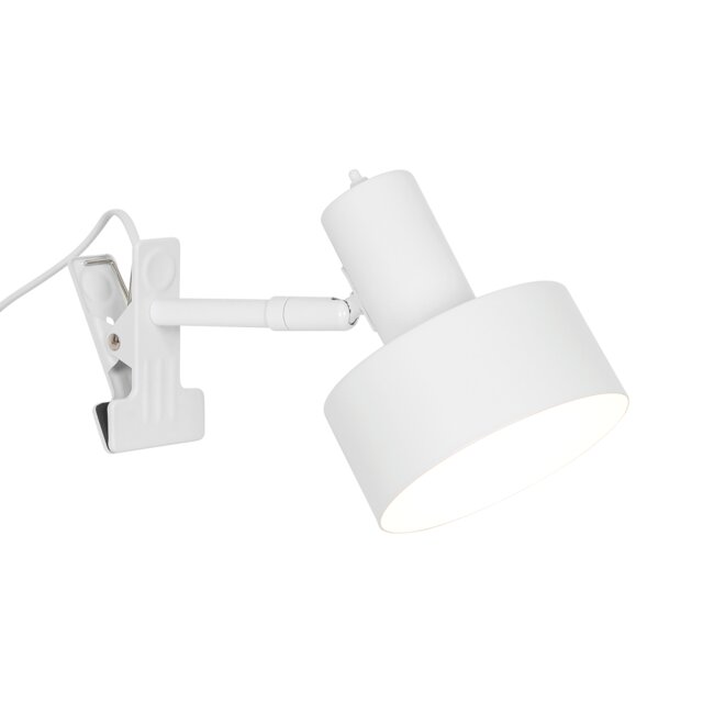 Nordlux Matis Indoor Clamp Lamp White Metal E27 On-Fixture Switch - Mains Powered, IP20