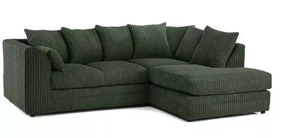 CHICAGO RIGHT HAND FACING JUMBO CORD CORNER SOFA IN GREEN