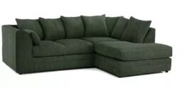CHICAGO RIGHT HAND FACING JUMBO CORD CORNER SOFA IN GREEN