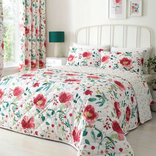 D & D Abstract Poppy Bedspread Red