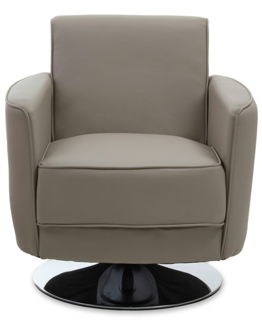 Orsina Mink Leather Effect Arm Chair, Leather Living Room Chair with Chrome Base, Upholstered Dining Chair