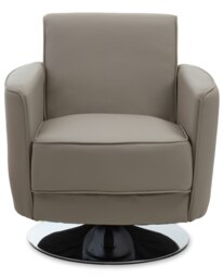 Orsina Mink Leather Effect Arm Chair, Leather Living Room Chair with Chrome Base, Upholstered Dining Chair