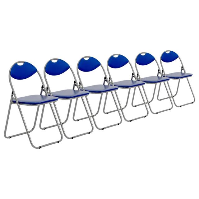 Harbour Housewares Padded Folding Chairs - Blue/Silver - Pack of 6 Blue Blue