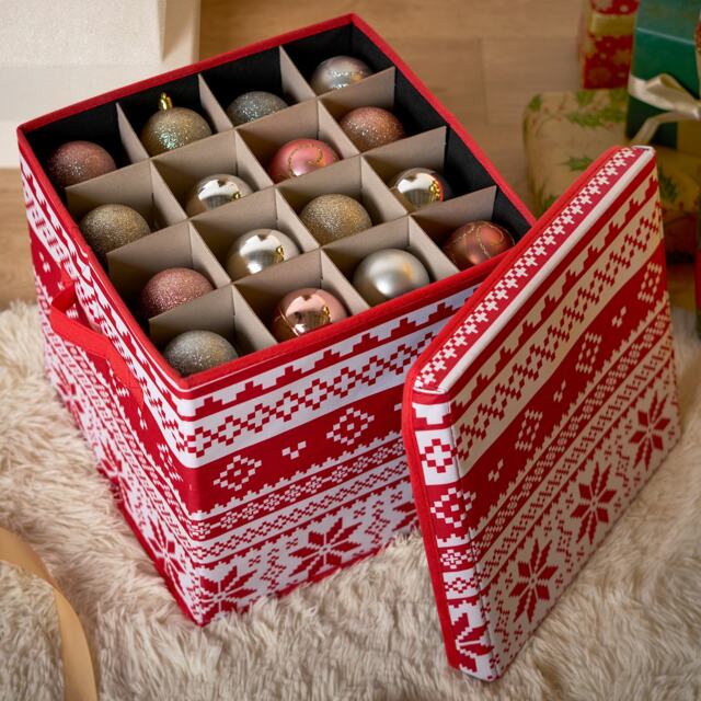 OHS Christmas Bauble Storage Box Festive Decoration Organiser 64 Slots