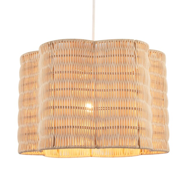 Classic Scallop Edged Natural Rattan Wicker Pendant Lighting Shade Brown Brown 1