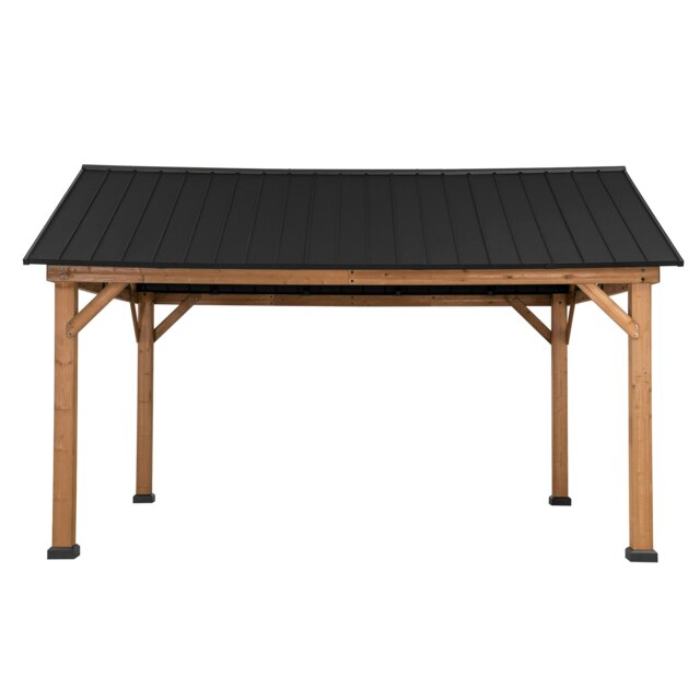 Sunjoy 3.99m x 3.35m Cedar Wooden Gazebo TÖDI, Anthracite