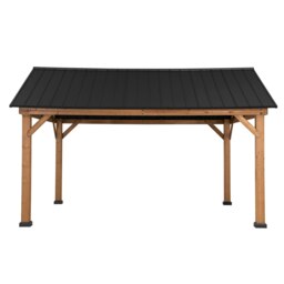 Sunjoy 3.99m x 3.35m Cedar Wooden Gazebo TÖDI, Anthracite