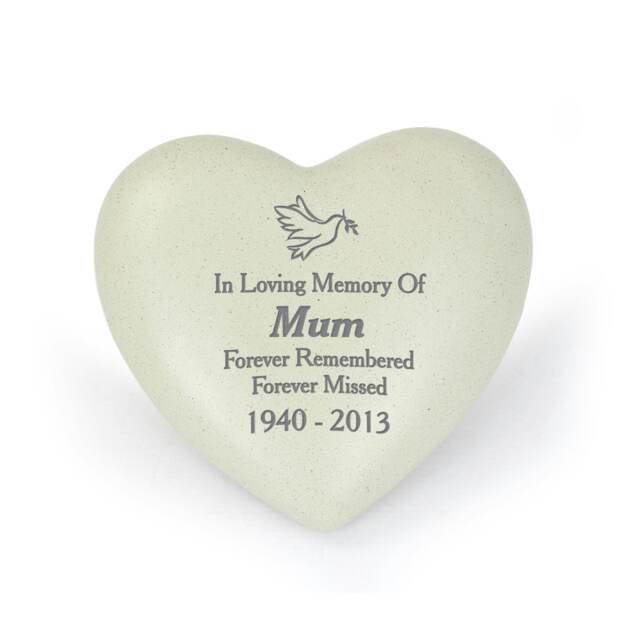 Personalised Dove Heart Memorial Garden Ornament