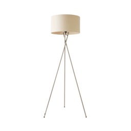 ValueLights Camden Brushed Chrome Tripod Floor Lamp Cream Shade