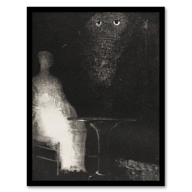 "Gaze on the Chair Human Figure Outline Redon Framed Wall Art Print 12X16"""
