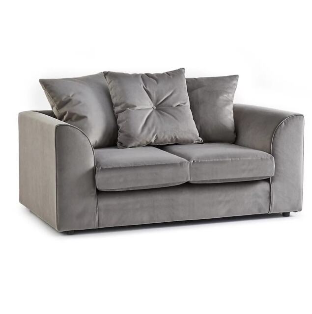 PLUSH VELVET GREY SORRETO 2 SEATER SOFA SUITE