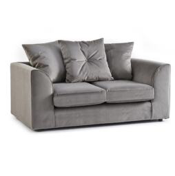 PLUSH VELVET GREY SORRETO 2 SEATER SOFA SUITE