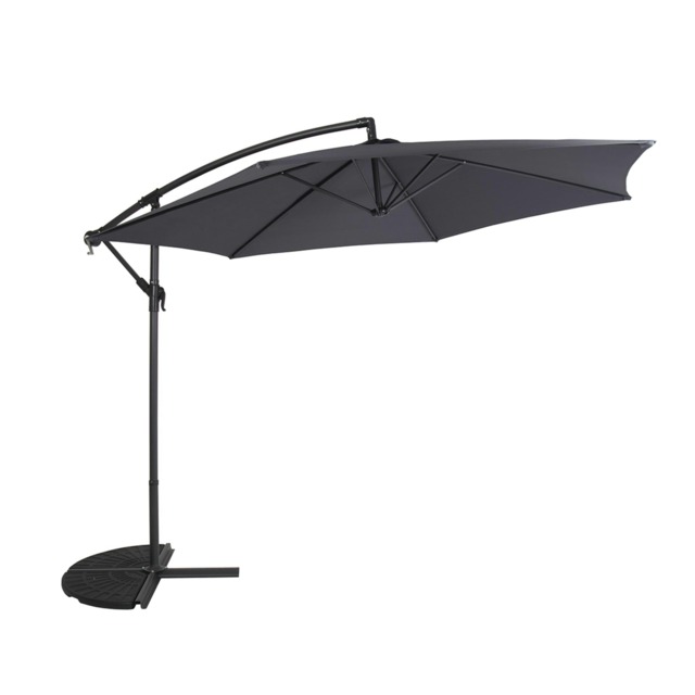 Charles Bentley 3m Hanging Banana Cantilever Garden Umbrella - Grey
