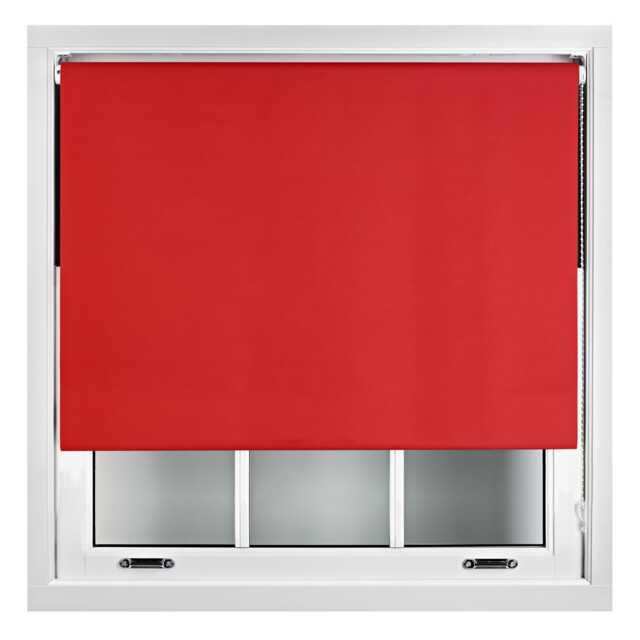 Blackout Roller Blind 170cm Wide x 165cm Long Metal Fittings Red Red