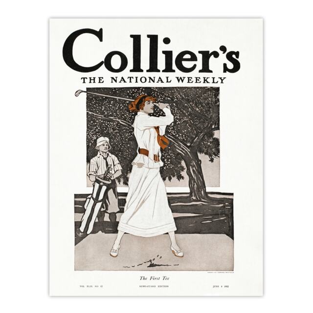 "Woman Golfer First Tee Vintage Magazine Cover Wall Art Print 18x24"""