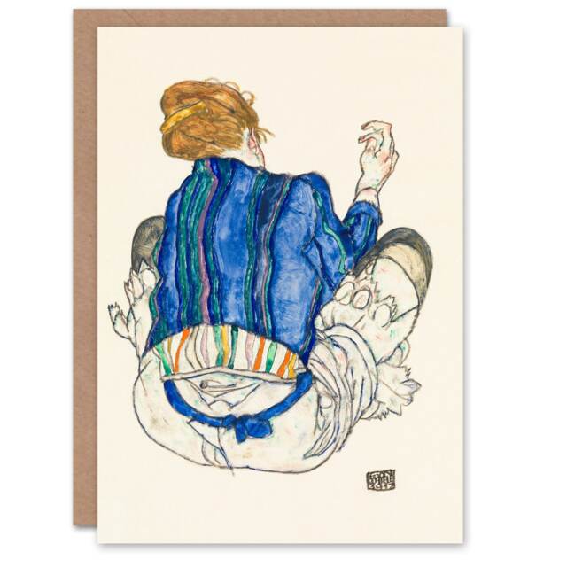 Egon Schiele Art Card Seated Woman Back View Painting