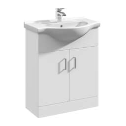 Balterley 2 Door Bathroom Vanity Basin Unit with Round Basin White Gloss White