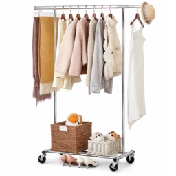 House of Home Heavy Duty Chrome Clothes Rail Adjustable Width, Height with Shelf Wheels