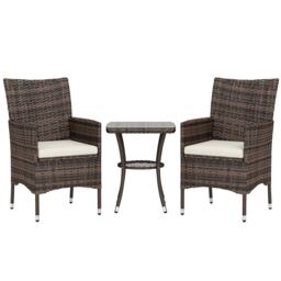 Outsunny Rattan Bistro Set Garden Chair Table Patio Outdoor, Brown Brown