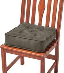"Homescapes Grey Faux Suede Dining Chair Booster Cushion Grey Grey 40cm x 40cm x 10cm (16"" x 16"" x 4"")"