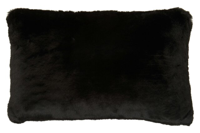 Bosie Lamina Black Rectangular Fur Cushion Black