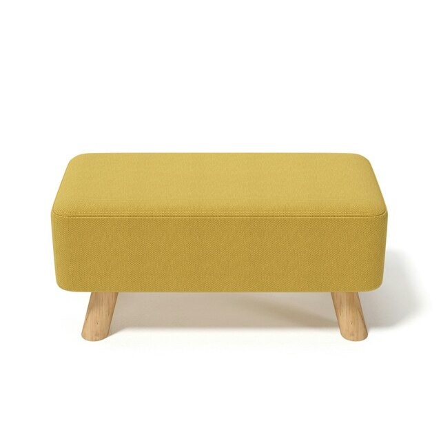 Living and Home Rectangular Ottoman Footrest with Wood Legs - Yellow
