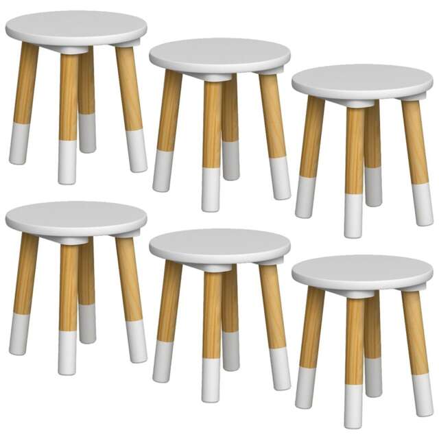 Kids Wooden Stool Seat Round Chair Toddlers Kids Small Children Home Nursery White 6 White