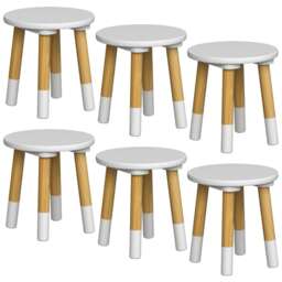 Kids Wooden Stool Seat Round Chair Toddlers Kids Small Children Home Nursery White 6 White
