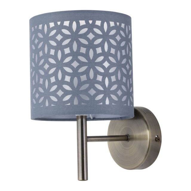 Brea - Antique Brass Wall Light with Grey Cut Out Shade Yellow Grey 1