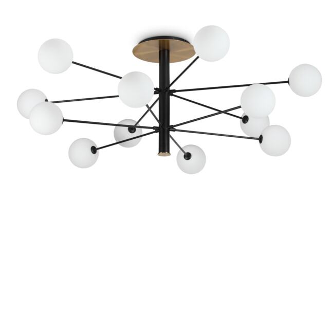 Cosmopolitan 12 Arm Multi Arm Semi Flush Ceiling Light Black