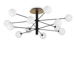 Cosmopolitan 12 Arm Multi Arm Semi Flush Ceiling Light Black