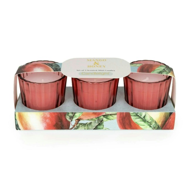Candlelight Set of 3 Mini Votive Candles Mango & Honey Pink One Size 1