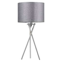Chrome Tripod Table Lamp with Grey Glitter Shade Chrome Grey Large 1